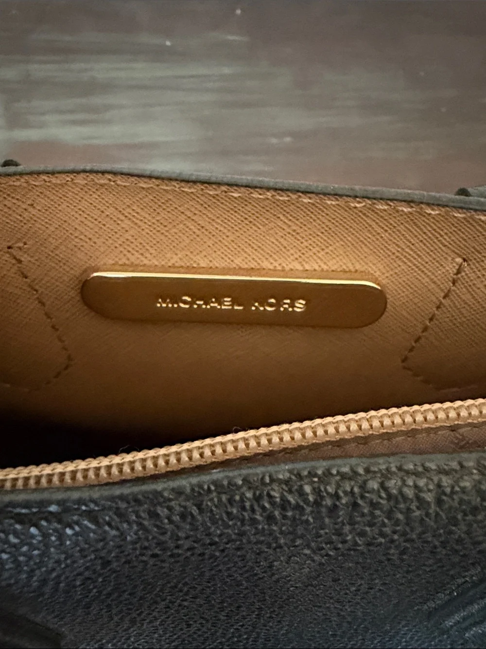 Michael Kors Black Pebbled Leather Satchel with Gold Hardware